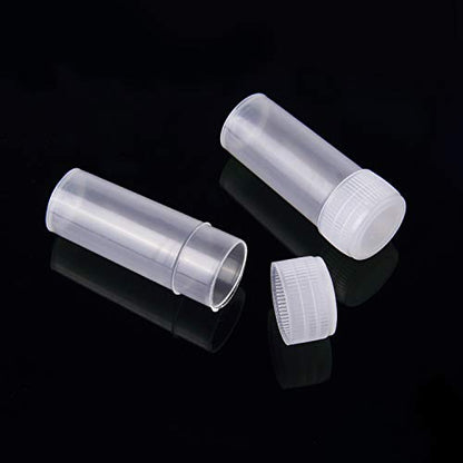 100Pcs 5ML Small Pill Plastic Containers Empty Pill Bottles Sample Bottles Vial Test Tube with Caps by HRLORKC