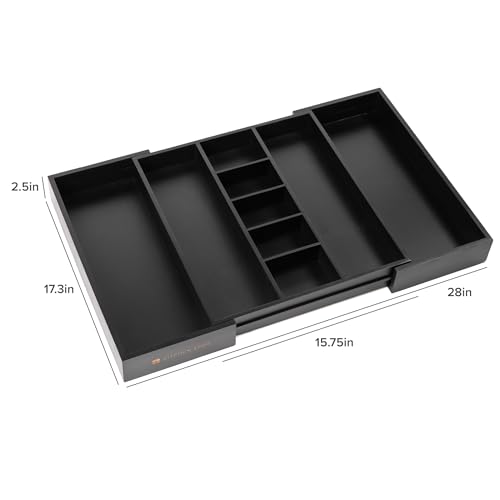 KitchenEdge Utensil & Junk Drawer Organizer, 16-28 in, Black Bamboo - color: White, size: From 16" to 28" Wide