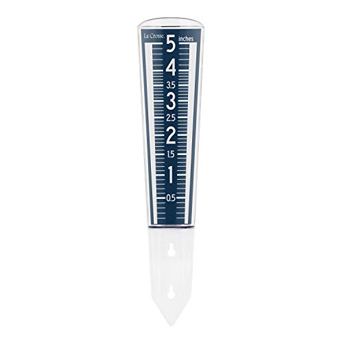 La Crosse 704-1531B-INT Large Magnifying Easy Read 5-Inch Capacity Acrylic Rain Gauge in Navy Blue - color: Blue