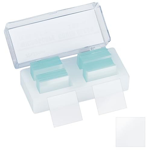 OLYCRAFT 200Pcs Clear Standard Microscope Cover Slips 0.9x0.9 Inch Square Glass Microscope Slide 0.2mm Thickness Standard Glass Slides Cover for Basic Biological Science Experiment