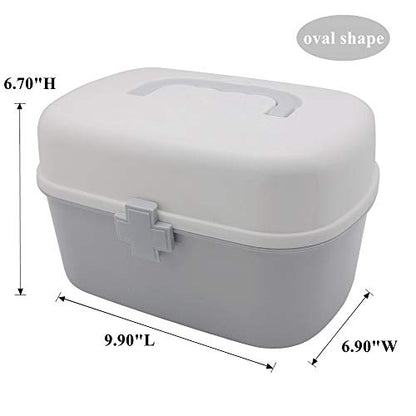 Plastic First Aid Storage Box Container Bin with Removable Tray and Portable Handle, Family Emergency Medicine Kit Case Organizer, White&Gray - color: white&gray