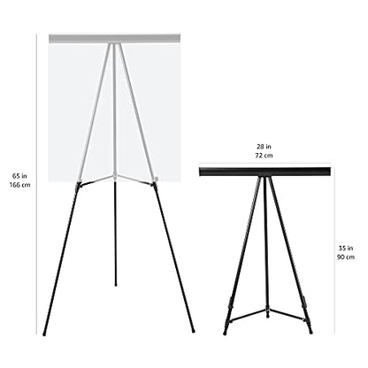 Amazon Basics High Boardroom Aluminum Flipchart Whiteboard and Display Easel Stand with Adjustable Height Telescope Tripod, 35 x 2 x 28 Inches, Black - style: Lightweight Board Easel