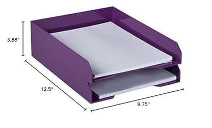 JAM PAPER Stackable Paper Trays - Purple - Desktop Document, Letter, & File Organizer Tray - 2/Pack - color: Purple, size: Pack of Two (2) Trays
