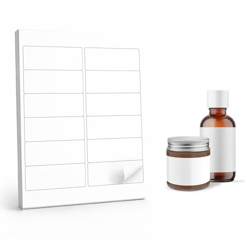 120 Small Bottle Labels Waterproof, 4 x 1.5 Inch - size: 120 Labels, style: White Vinyl Waterproof (Inkjet only)