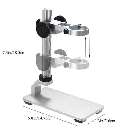 Jiusion Aluminium Alloy Universal Adjustable Professional Base Stand Holder Desktop Support Bracket for Max 1.4" in Diameter USB Digital Microscope Endoscope Magnifier Loupe Camera - color: Silver