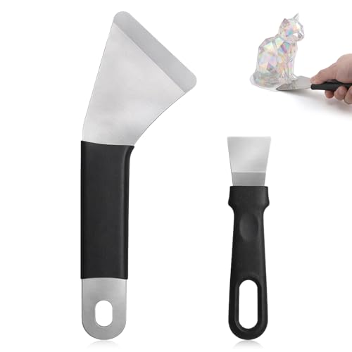 2 Pcs 3D Printer Scraper Tool, 3D Printer Removal Spatula Professional 3DPrinters Spatula with Comfortable Grip Curved Edge Metal Scrapers Tool for 3DPrinting Resin Removal Model Stripping