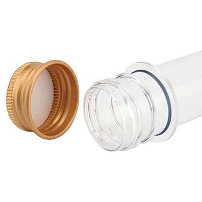 SEUNMUK 60 PCS 40ml Clear Plastic Test Tubes with Gold Caps, 140 x 25 mm Bath Salt Containers, Test Tubes for Plants, Scientific Experiments, Candy Storage, Powders, Spices - color: Gold Caps