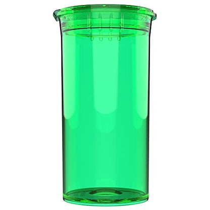 Dragon Chewer 13 Dram CR Plastic Packaging Pop Top Containers - Child Resistant Travel Holder Vial Bottles - 315 qty (Translucent Green) - color: Translucent Green