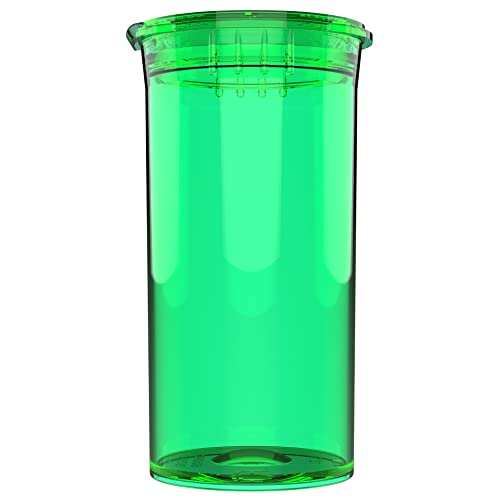 Dragon Chewer 13 Dram CR Plastic Packaging Pop Top Containers - Child Resistant Travel Holder Vial Bottles - 315 qty (Translucent Green) - color: Translucent Green