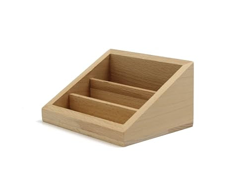 Wooden Three-part Cards Holder Cards Display Stand Cards Organizer 3 Slots Montessori