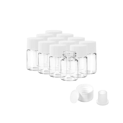 12PCS 2ml Clear Glass Small Vials with White Screw Caps & Plastic Stoppers - color: CLEAR, size: 2ml