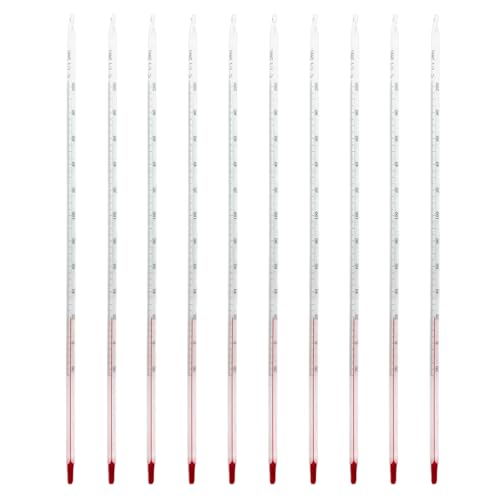 10Pcs Lab Glass Celsius Thermometer -20 to 150℃,Length 300mm 12Inch Laboratory Temprature Meter for Laboratories University Science Food Beverage Precise Measurements