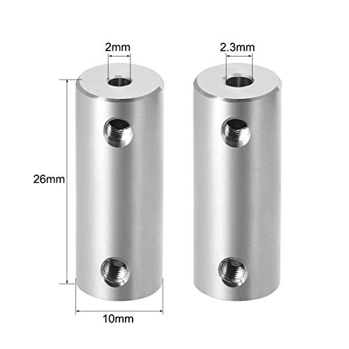 uxcell 2mm to 1/10 inch Bore Rigid Coupling Set Screw L26XD10 Aluminum Alloy,Shaft Coupler Connector,Motor Accessories - size: 2mm to 2.3mm