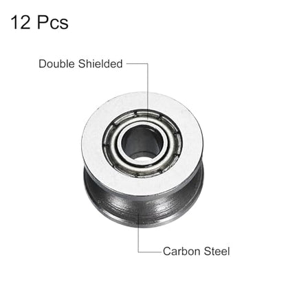 uxcell 12pcs U624ZZ U Groove Track Guide Bearing 4x13x7mm U Groove Roller Wheel Carbon Steel Bearings, ABEC3 - size: TU0310