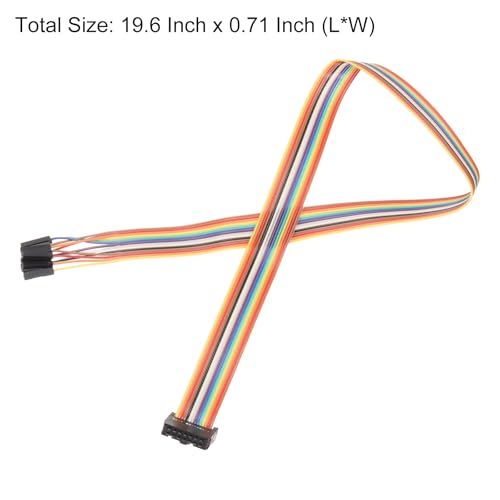 MECCANIXITY 1 Pcs IDC Rainbow Wire Flat Ribbon Cable FC-Female to 14P 19.6 Inch Length 2.54mm Pitch Breadboard Jumper Wires for Electronic Projects - size: 19.6 Inch, style: 14 Pin