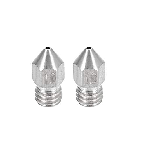 2pcs 3D Printer Nozzle,Stainless Steel Nozzle 1mm,Extruder Print Head for Filament 1.75mm M6 3D Printer