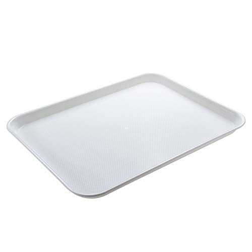 Eslite Rectangular Plastic Serving Trays,Fast Food Serving Cafeteria Trays,17"X13",Set of 6(White) - color: White
