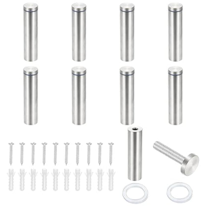 PATIKIL 1x3.9" Standoff Screws, 8 Pack Stainless Steel Stand Off Wall Mounts Wall Sign Mounting Hardware Advertising Standoff Nail for Hanging Acrylic Signs Picture Frame, Silver - size: 1x3.9"