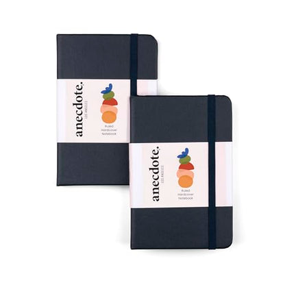 Anecdote Journal Notebook (5.5"x3.5" Pocket Size) 192 Lined Pages Hardcover - color: Ink Blue, size: 2-Pack (5.5" x 3.5")