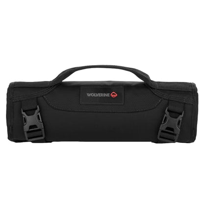 WOLVERINE Tool Bag |Tote | Utility Roll | Durable Nailhead Nylon, Adjustable Straps, and Versatile Pockets - color: Black, style: 28 Inch 16 Pocket Utility Roll