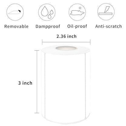 2×3 Inch White Removable Thermal Labels,Waterproof Thermal Label (300 Sheets per Roll,2 Rolls) - color: White,2 Rolls, size: 2×3 inch