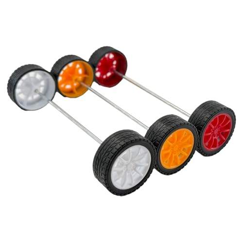 20PCS Toy Car Wheel Model Car Rubber Tire Wheel with 10PCS Round Shaft Axles for for RC Car Truck Robot Boat Helicopter DIY Model Toy Part (Red) - color: Red