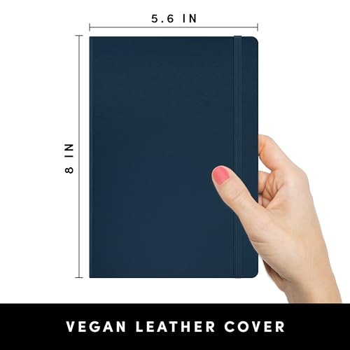 PAPERAGE Blank Journal Notebook, (Navy), 160 Pages, Medium 5.6 in x 8 in - 100 GSM Thick Paper – Hardcover Journaling Notebook for Work, School, Note Taking or Sketching - color: Navy, style: D. Blank