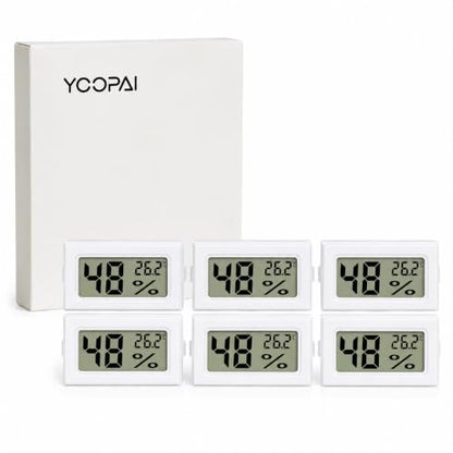YOOPAI Mini Digital Hygrometer Thermometer 6 Pack, Humidity Monitor for 3D Printer Filament Storage Box, Filament Dry Box, Printer Enclosure and Storage Bin