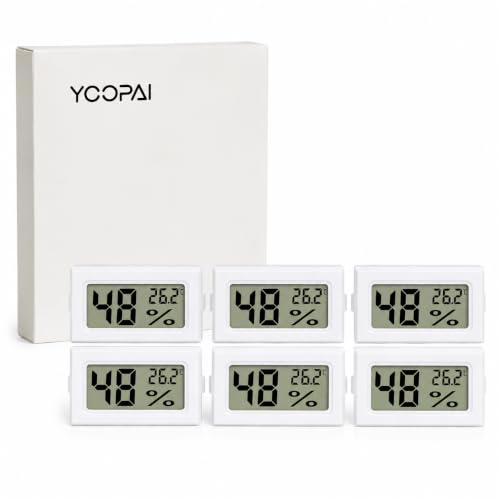 YOOPAI Mini Digital Hygrometer Thermometer 6 Pack, Humidity Monitor for 3D Printer Filament Storage Box, Filament Dry Box, Printer Enclosure and Storage Bin
