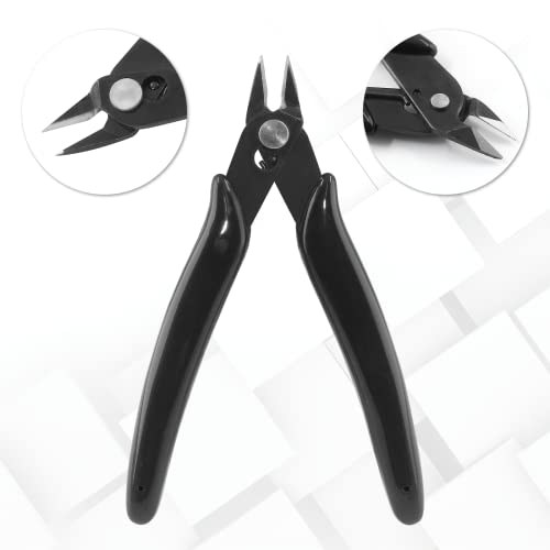Bivethoi 3pcs Micro Wire Cutters Flush Cut Snips, 5 Inch, Black - color: Black