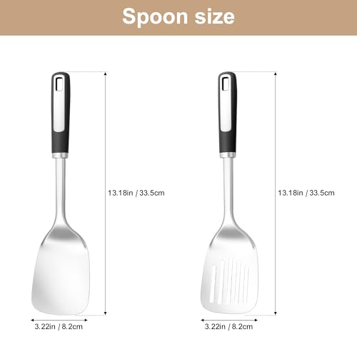 Stainless Steel Spatula Set,Metal Spatulas for Cooking 2-Piece - color: Stainless Steel Spatula