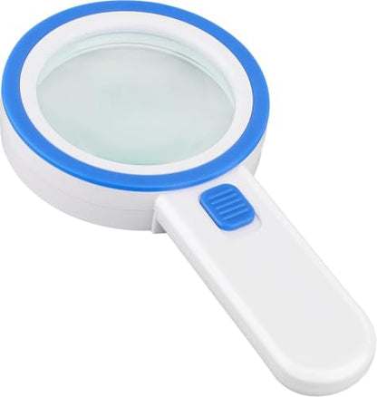 Magnifying Glass with 12 LED Lights, Double Glass Lens Handheld Illuminated Magnifier Reading Magnifying Glass with for Seniors Read, Coins, Stamps, Map, Inspection, Macular Degeneration (Blue) - color: Blue