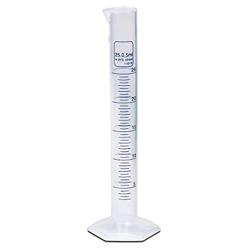 25ml Plastic Graduated Cylinder, Printed Graduations, Single Metric Scale, Polypropylene, Karter Scientific 237J3 (Single) - size: 25ML, style: PACK OF 1