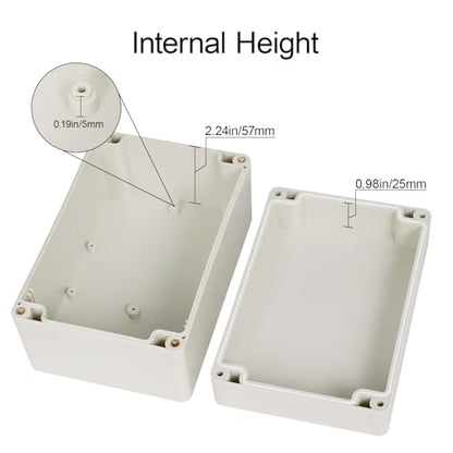 LeMotech Waterproof Dustproof IP65 ABS Plastic Junction Box Universal Electric Project Enclosure Pale Gray 6.3 x 4.3 x 3.5 inch (160 x 110 x 90 mm) - size: 6.3"x4.3"x3.5"