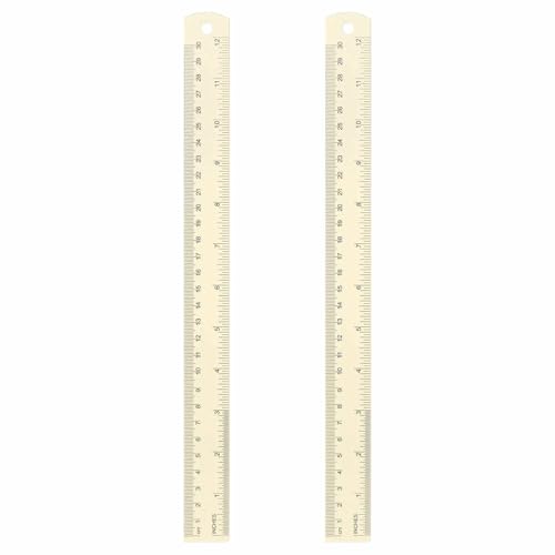 HARFINGTON 2pcs Metal Straight Ruler 30cm Metric SAE Aluminum Alloy Measuring Rulers Scale Tool with Hole for Measure Study Reading Classroom Office, White - color: White, size: 30cm