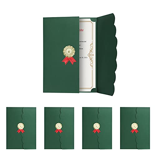 5Pcs Certificate Holders Diploma Covers A4 Letter Size Graduation Certificate Covers Navy Blue Red Diploma Document Holders for Diplomas Awards Certifications Employee Appreciation 8.5 x 11 - color: Green