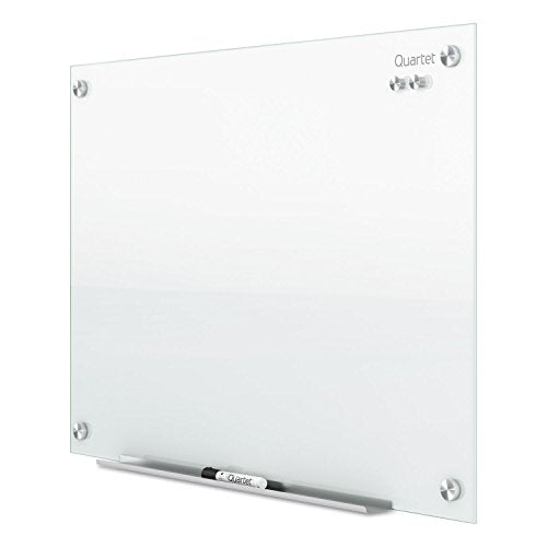 Quartet Magnetic Glass Dry Erase White Board, 24''W x 18''H Whiteboard, Infinity Frameless Mounting, White Surface (G2418W) - size: 24''W x 18''H