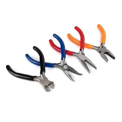 8 PCS Jewelry Pliers Set,Mini 4.5’’ Jewelry Making Tools with Storage Pouch, Stainless Steel Precision Pliers for Bracelet Beading DIY Craft Jewelry Making Supplies - color: Chrome