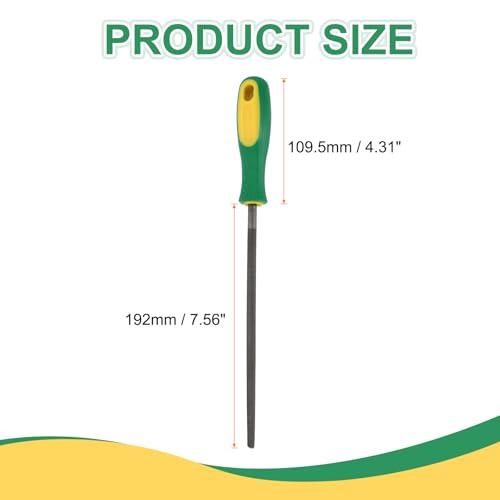 HARFINGTON 8" Round Fine Cut File Double Cut Teeth Fine Metal File High Carbon Steel T12 with Plastic Handle for Metal Wood Finishing Roughing, Grey/Yellow-Green - size: 8", style: Fine Cut