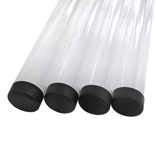 Clear Plastic Tube with Black End Caps (4-pack) – 12″ × 2″ Rigid Round Storage & Display Cylinder | Reusable Clear Container for Crafts, Samples & Packaging