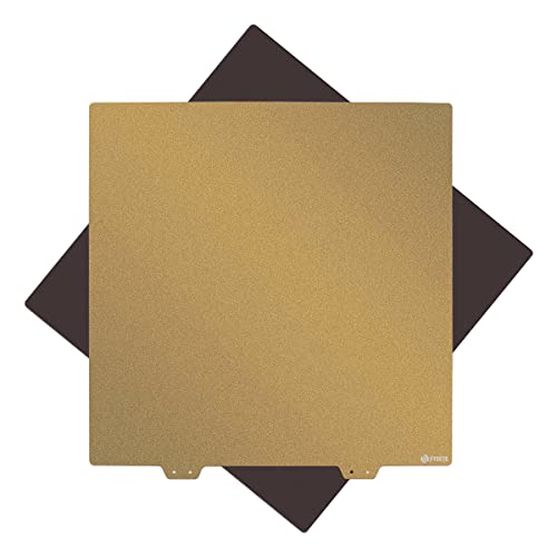 FYSETC 3D Printing Build Platform CR10 S5 Upgrades Flexible Spring Steel Sheet 510mm/20x20in Bed Double Sided Textured Pei Powder Coated Gold Print Plate with Sticker Base 2.0MM - style: 510mm powder plate+ B