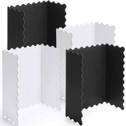 Mooliwe 4 Pack 24" x 16" Trifold Poster Board Scalloped, Black White - color: Black White, size: 24" X 16"