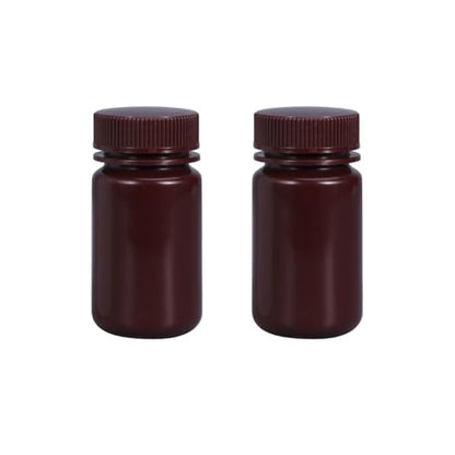 4.2 oz Wide Mouth Lab Reagent Bottle, Sealed Leak-proof Amber HDPE Container, Pill & Water Sample Bottle (2 Pcs) - color: Brown, size: 4.2oz(125ml)