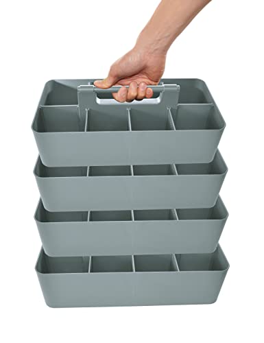 -Large Portable Caddy, DIY Dividers, 8 Compartments, School Office Supplies Home Business Organizer,Portable Basket with Handle Storage Made in USA (4 PACK, Orion Gray) - color: Orion Gray, size: 4 PACK