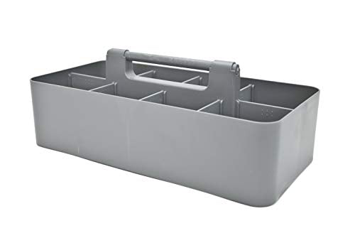 2 PACK - Portable DIY 8 Dividers Durable Plastic Tote Tool & Supply Cleaning Caddy with Handle Made In USA (Orion Gray) - color: Orion Gray