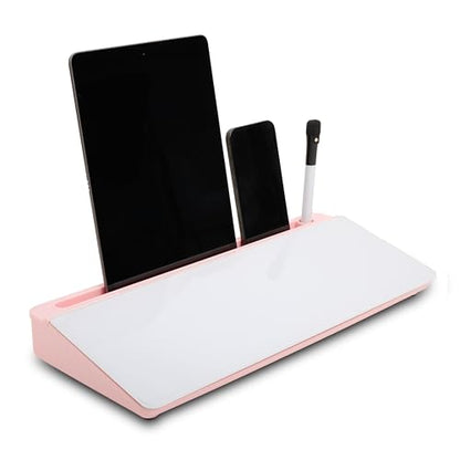 GAROOD Desktop Dry Erase Board with Storage (Pink Base) Desk White Board Desk Board Glass Desktop White Board with Stand Home Office Organizer Phone Holder 15.8X7X2 inches - color: Pink Base + Whiteboard