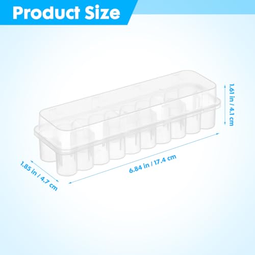 24-Slot Vial Holder for Fridge, Stackable 3mL Plastic Storage Case for Peptide & Insulin, Semi-Transparent Organizer Box Container with Lid for Essential Oils, Microtubes and Vials - size: 17.40X4.70X4.10CM
