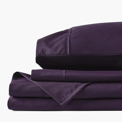 PeachSkinSheets Cooling Bed Sheets for Hot Sleepers (King, Eggplant) - color: Eggplant, size: King