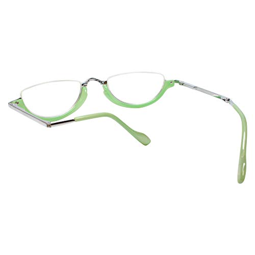 Calabria 309 Compact Folding Reading Glasses Mens Womend Trendy Semi-Rimless Foldable Pocket Readers Eyeglasses w/Hard Case - color: Lime