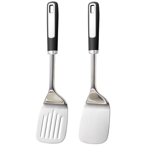 Stainless Steel Spatula Set,Metal Spatulas for Cooking 2-Piece - color: Stainless Steel Spatula